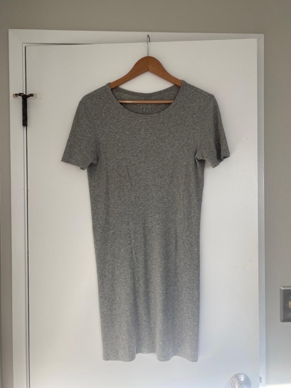 Everlane Pima Micro-Rib Tee Dress - Size M - Gray